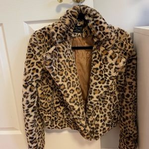 Leopard faux fur jacket